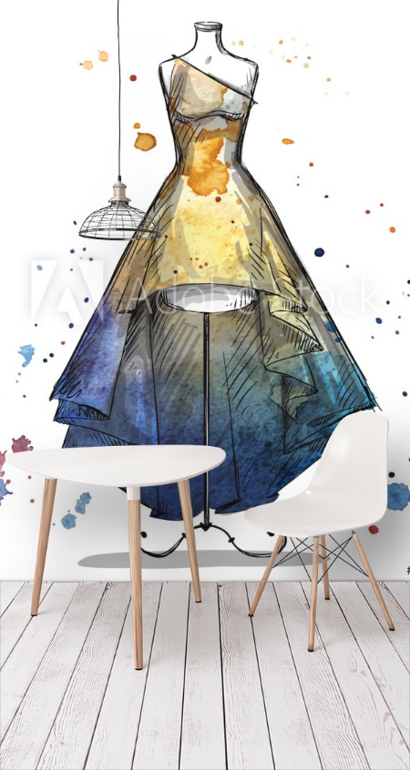 Picture of Mannequin in a long dress Fashion illustration